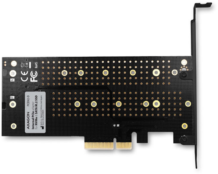 Adaptador AXAGON PCEM2-D PCIe-3.0, 1x M.2-NVMe, 1x M.2-SATA con refrigerador pasivo image number 5