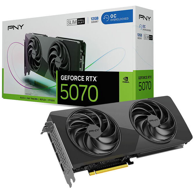 Tarjeta Gr&aacute;fica PNY GeForce&reg; RTX 5070 SFF Slim DF OC 12GB GDDR7 DLSS4 Bonus
