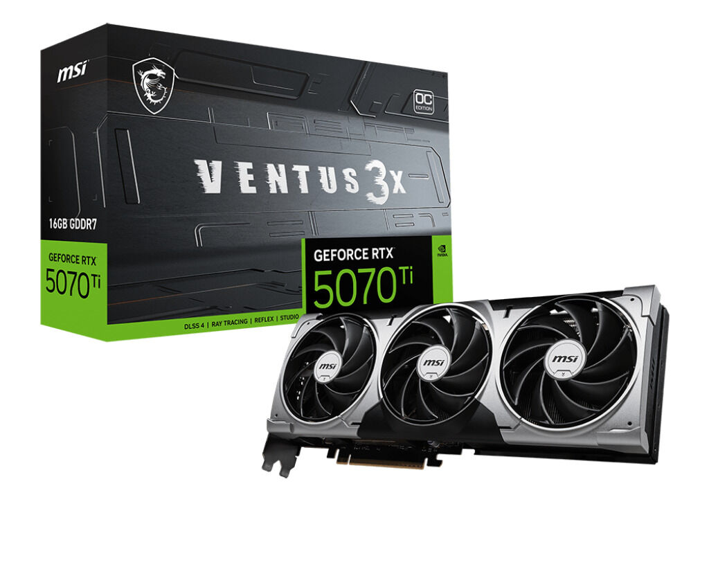 Tarjeta Gr&aacute;fica MSI GeForce&reg; RTX 5070 Ti VENTUS 3X OC 16GB GDDR7 DLSS4