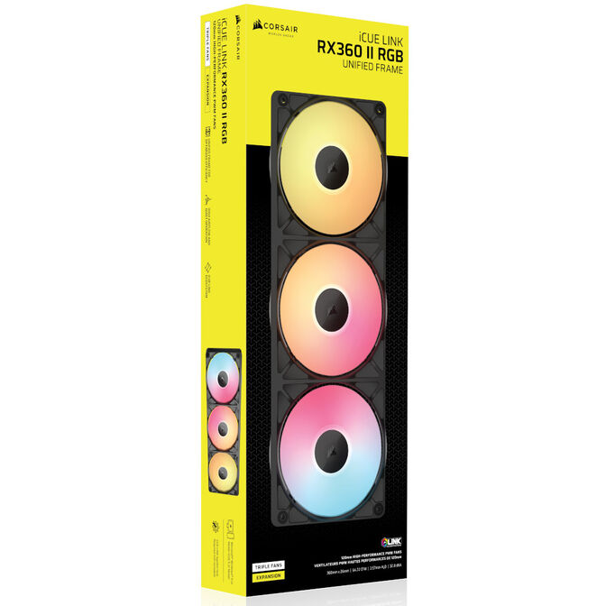 Ventilador Corsair iCUE Link RX360 II Unified Frame Negras RGB PWM Triplo Ventilador 120mm (360mm) image number 3