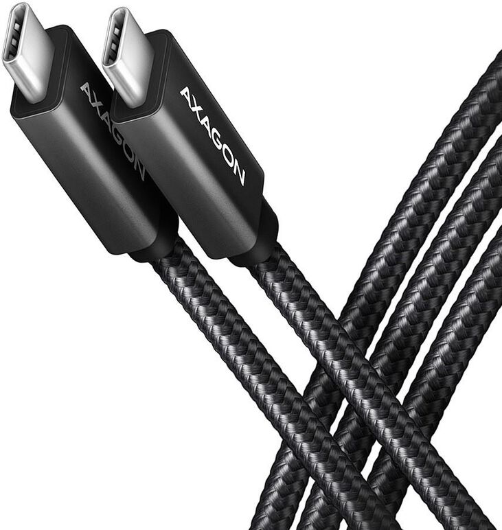 Cabo de carregamento AXAGON BUCM32-CM20AB USB-C  <-> USB-C 3.2 Gen 2, 2m, PD 100W, 5A, 4K HD, ALU, braid, Negro image number 0