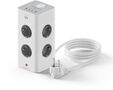 Bloco Tomada Ewent EW3864 Power Tower 8 Tomadas Schuko 16A + 2 USB-A + 2 USB-C 2m Branca/Gris image number null