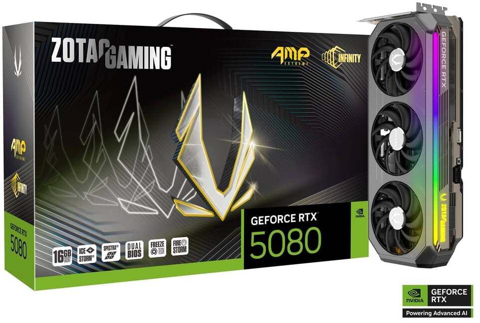 Tarjeta Gr&aacute;fica ZOTAC GeForce&reg; RTX 5080 AMP Extreme INFINITY 16GB GDDR7 DLSS4