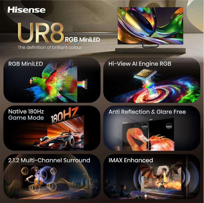Televisor Hisense 75UR8S 75" RGB Mini LED UltraHD 4K VIDAA image number 3