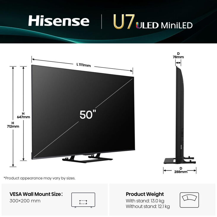 Televisor Hisense 50U7Q 50" Mini LED UltraHD 4K VIDAA image number 1