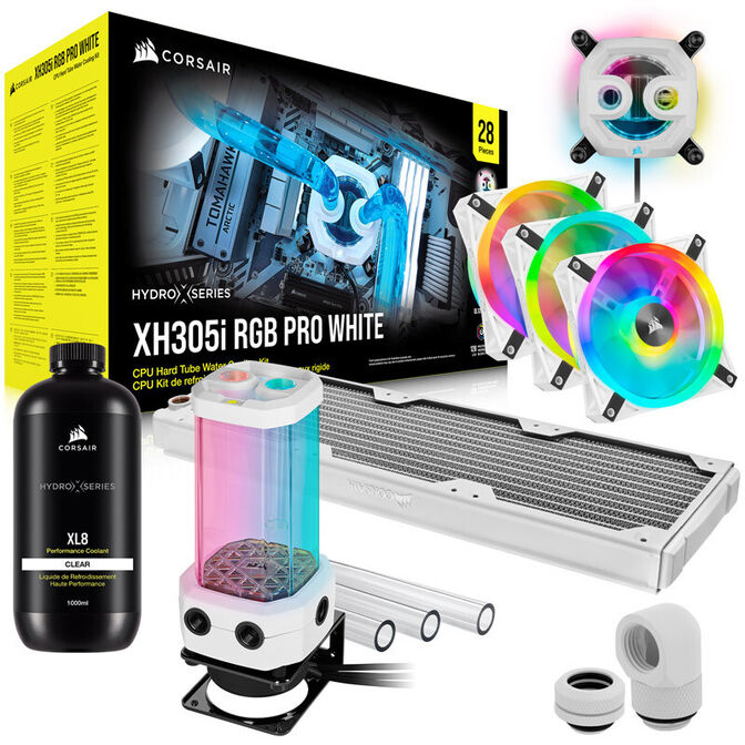 Kit de Refrigeraci&oacute;n L&iacute;quida Personalizada Corsair Hydro X Series iCUE XH305i RGB PRO Blanco image number 0