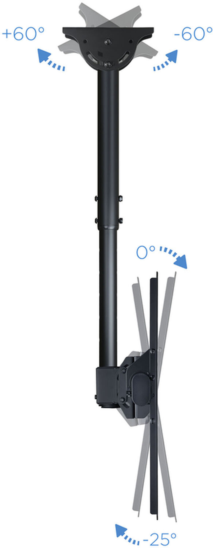Soporte de Techo Tooq Tilt GiRatónrio e Extensível 32" a 55" Max. 50kg Negro image number 4
