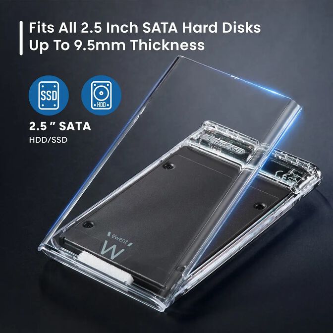 Caja Externa 2.5" Ewent EW7064 USB 3.2 Gen1 (USB 3.0) HDD/SSD Transparente Screwless image number 1