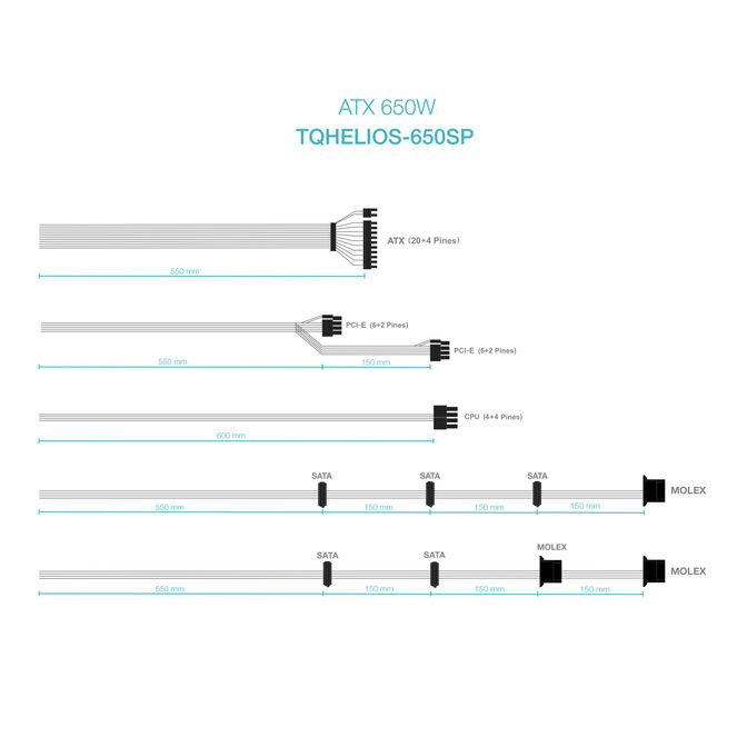 Fuente de Alimentaci&oacute;n Tooq ATX 650W APFC 80PLUS Bronze image number 4