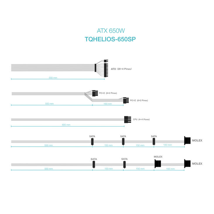 Fuente de Alimentación Tooq ATX 650W APFC 80PLUS Bronze image number 4