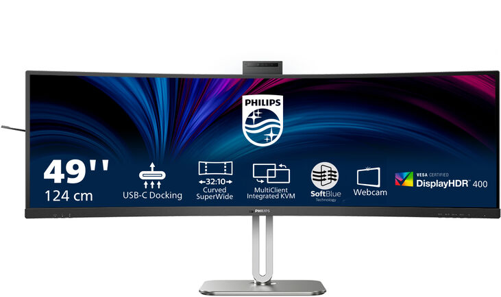Monitor Curvo Philips Série 6000 49" 49B2U6900CH VA Dual-QHD 75Hz (PD100W) KVM C/Webcam image number 8