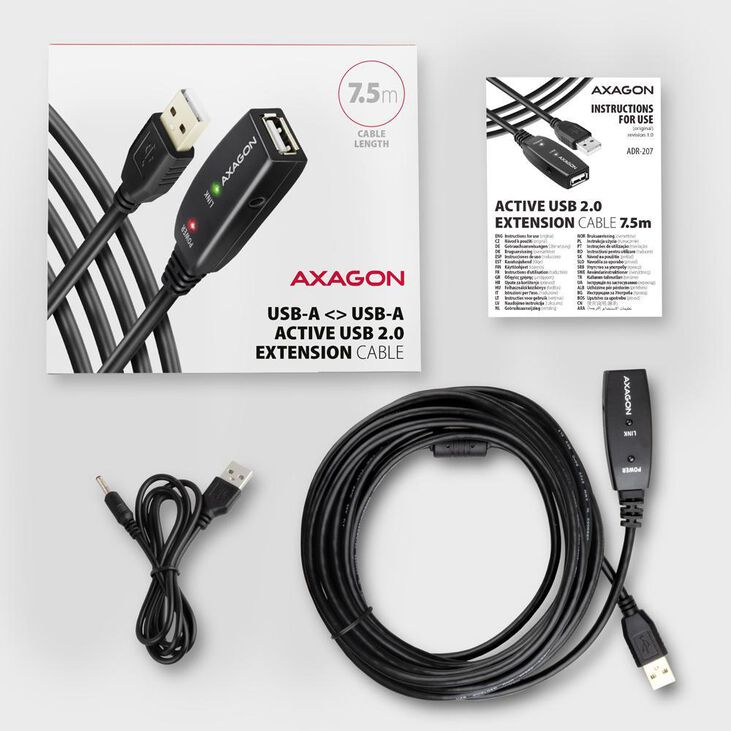 Cable Extensión AXAGON ADR-207 Activo USB, USB 2.0, USB-A para USB-A - 7.55m image number 6