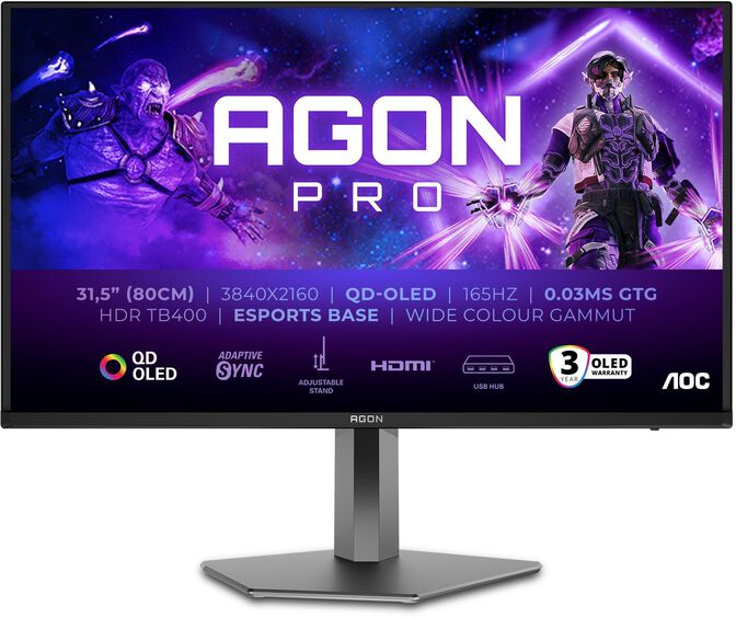 Monitor AOC AGON PRO 31.5" AG326UD QD-OLED UHD 165Hz 0.3ms Adaptive Sync HDR True Black 400 image number 0