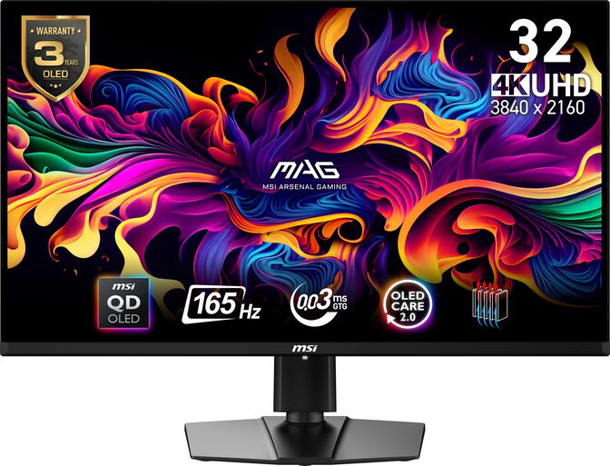 Monitor MSI 31.5" MAG 321UP QD-OLED 4K 16:9 165Hz FreeSync Premium HDR400 (0.03ms) image number 0