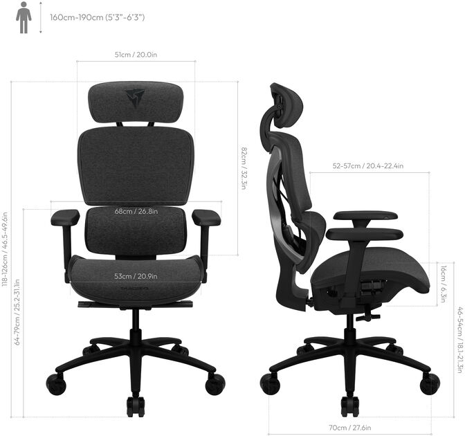 Silla Gaming Ergonomica ThunderX3 XTC - Loft Negro/Griz image number 5