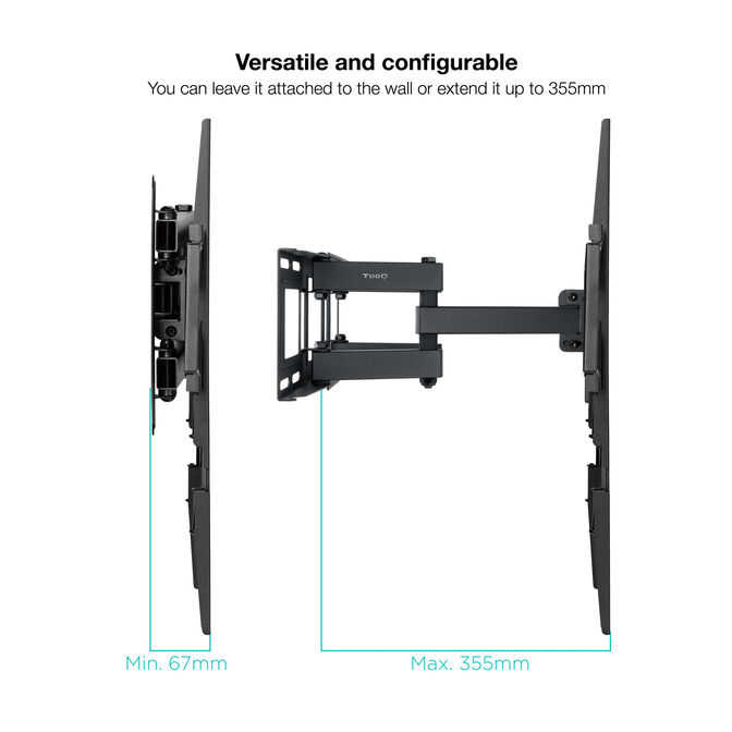 Soporte de Pared Tooq Inclinable 6 Pivotes 32" a 70" M&aacute;x. 40kg Negro image number 7