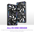 Ventilador NZXT F280X Perfomance RGB Single-Frame Negras - Duplo Vent&iacute;lador 140mm (280mm) image number null