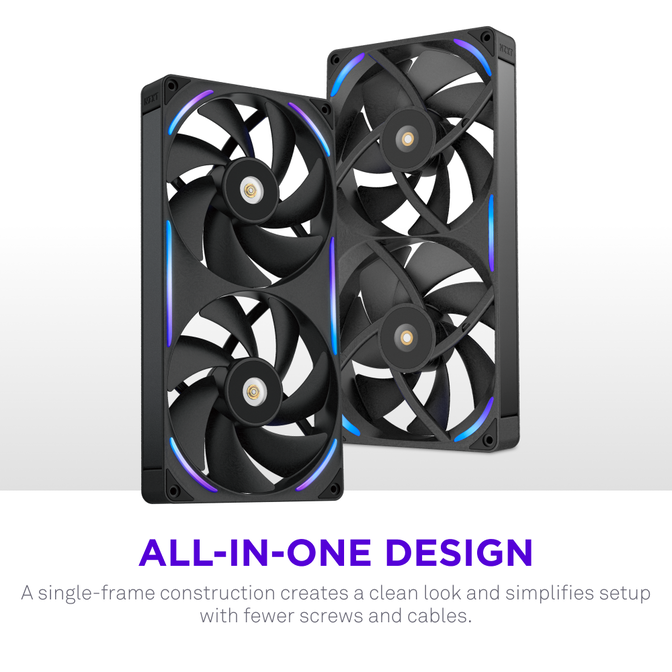 Ventilador NZXT F280X Perfomance RGB Single-Frame Negras - Duplo Vent&iacute;lador 140mm (280mm) image number 8