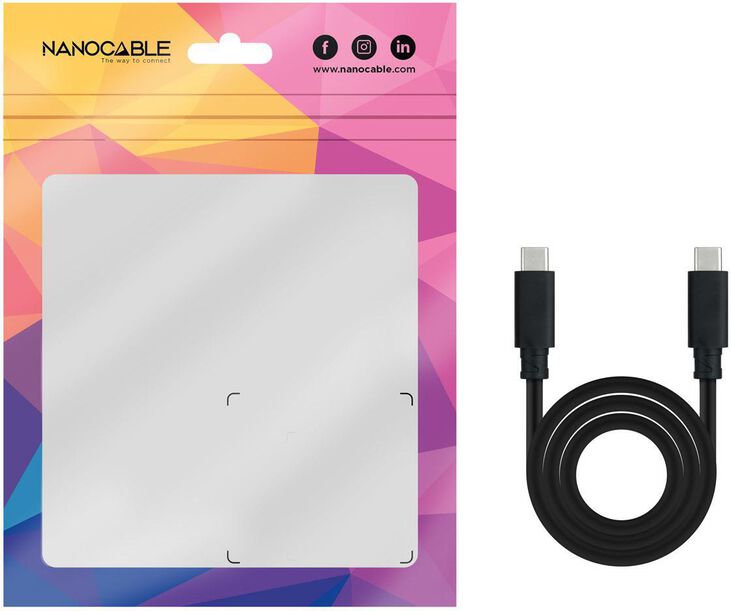 Cable USB 3.2 Gen2x2 Nanocable 20Gbps 5A/100W 4K/60HZ USB-C M/M 3 M Negro image number 3