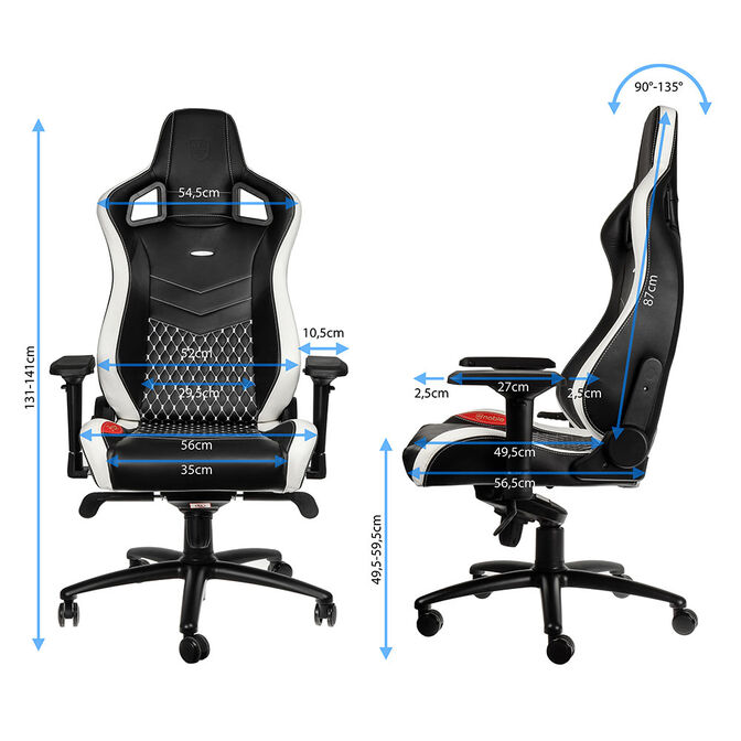 Silla noblechairs EPIC Real Leather - Negro / Blanco / Rojo image number 5