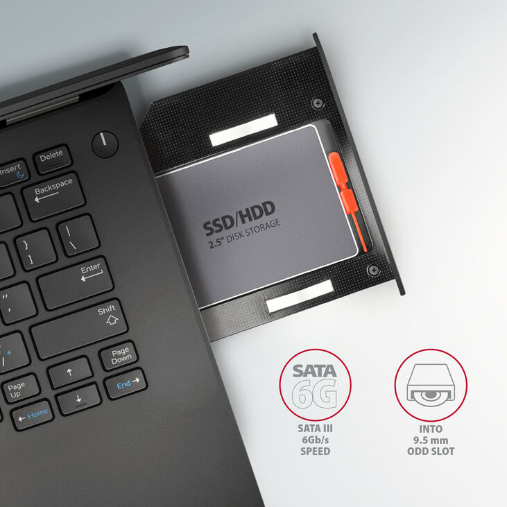 Adaptador Universal AXAGON RSS-CD09 2.5" SSD/HDD Caddy , 9,5 mm, LED, ALU image number 3