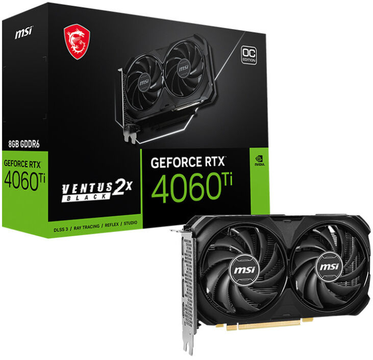 Tarjeta Gráfica MSI GeForce® RTX 4060 Ti VENTUS 2X BLACK E1 OC 8GB GDDR6 DLSS3 image number 0