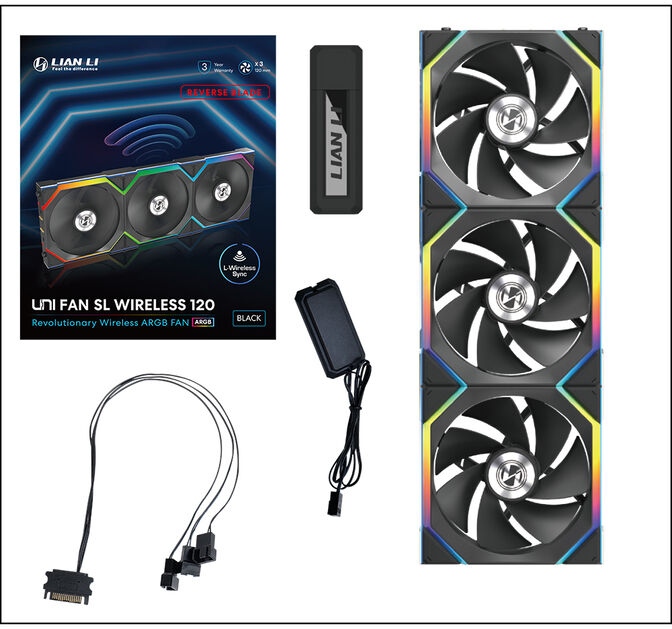 Ventilador Lian Li UNI FAN SL120 Wireless RGB Reverse Blade PWM Negro 120mm (Pack 3) image number 3