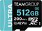 Tarjeta de Memoria Team Group Ultra MicroSDXC UHS-I U3 A2 V30 512GB C/Adaptador