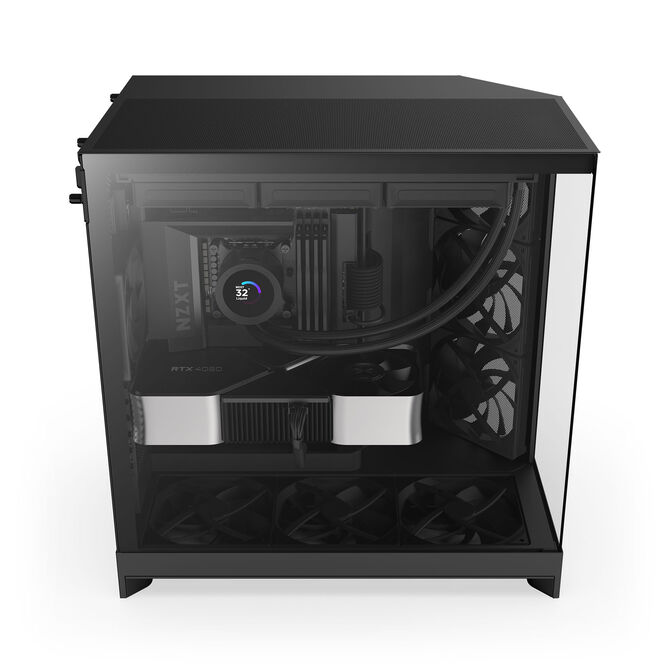 Torre E-ATX NZXT H9 Flow Negra (2025) Cristal Templado image number 3