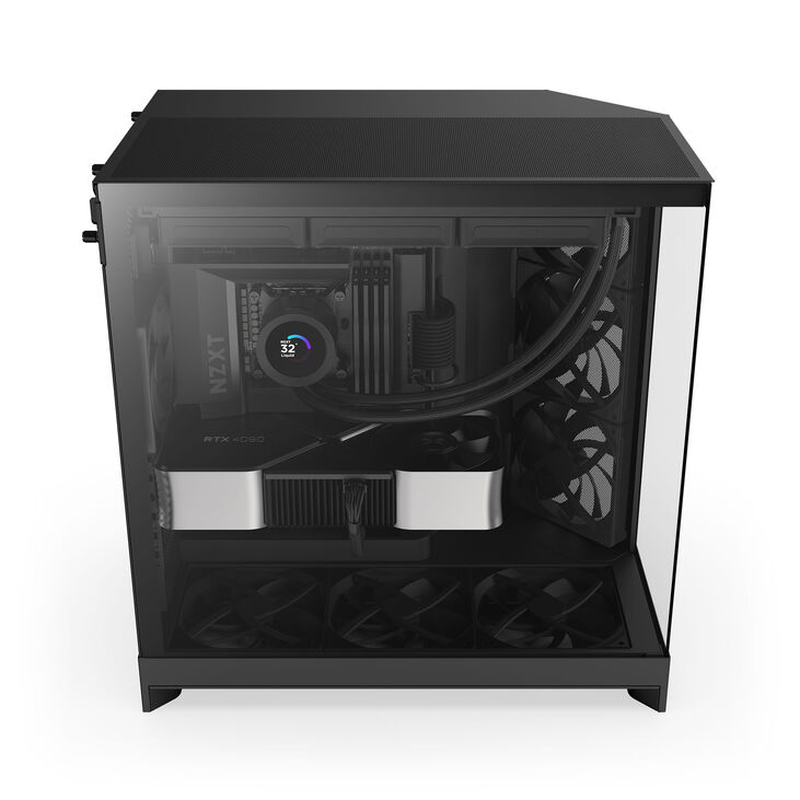 Torre E-ATX NZXT H9 Flow Negra (2025) Cristal Templado image number 3