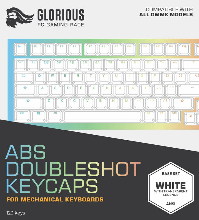 Juego de 123 Teclas Glorious ABS Doubleshot V2, Blanco (US ANSI) image number 2