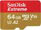 Tarjeta de Memoria SanDisk Extreme MicroSDHC/SDXC UHS-I C10 A2 U3 V30 64GB