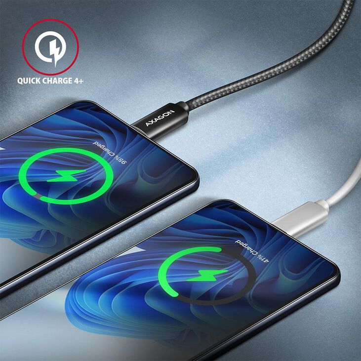 Cable de cargamento AXAGON BUCM432-CM10AB USB-C <-> USB-C, USB4 Gen 3×2, 1m, PD 100W, 8K HD, ALU, braid, Negro image number 4