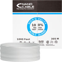 Bobina de Red NanoCable RJ45 UTP CAT.5E AWG24 Rígido 305 M Gris
