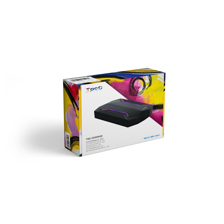 Caja Externa HDD Gaming Tooq 2.5" SATA (9,5mm) Tool Less - USB 3.1 Gen 1 Plug & Play Negro RGB image number 3