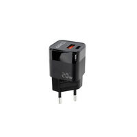Cargador Tooq USB-C/PD 20W + USB-A/QC 20W Negro