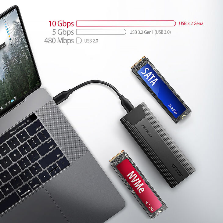Caja SSD AXAGON EEM2-GTS2 USB-C 3.2 Gen2 - M.2 NVMe SSD THIN image number 1
