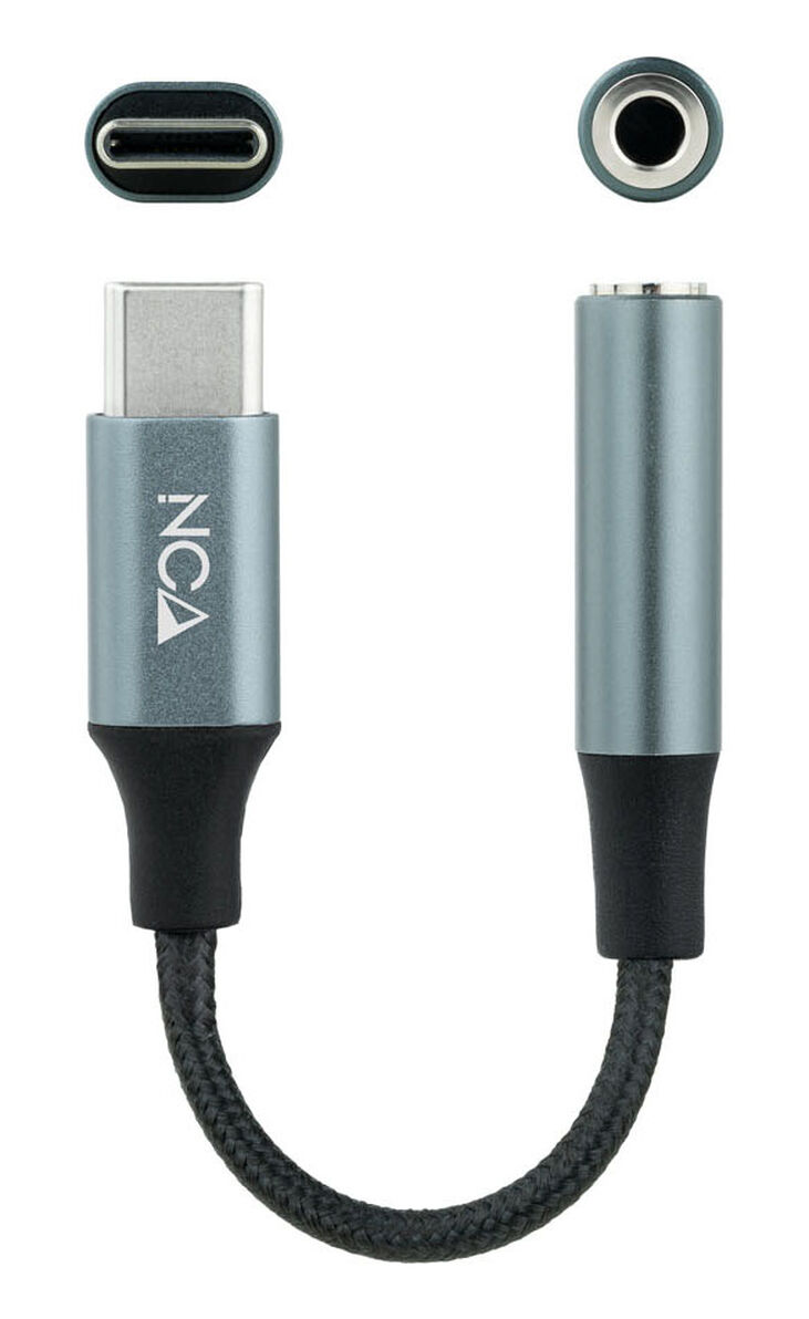 Cable Conversor de Audio NanoCable USB-C/M - Jack 3.5/F 11 CM Negro/Gris image number 0