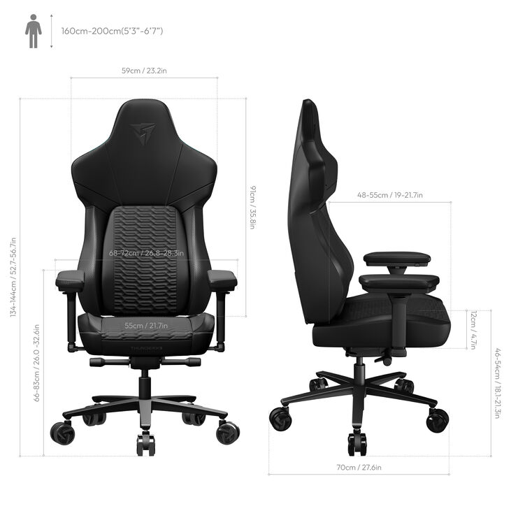 Silla Gaming ThunderX3 Core, Apoio lombar 360 graus - Racer Black image number 8