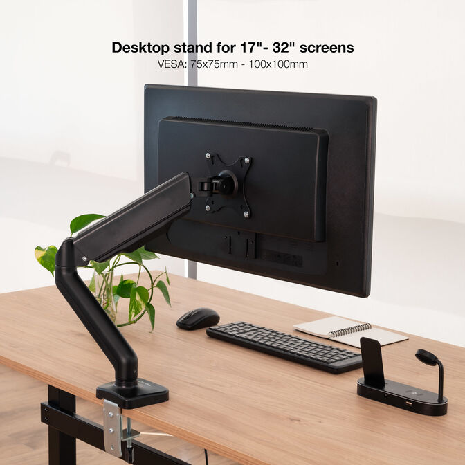 Soporte de Mesa con Muelle Tooq 17" a 32" Negro Max 9Kg para Brazo image number 4