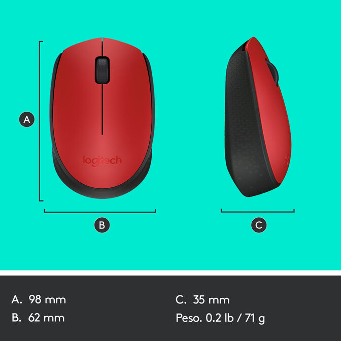 Rat&oacute;n Logitech M171 Wireless Vermelho/Negro image number 13