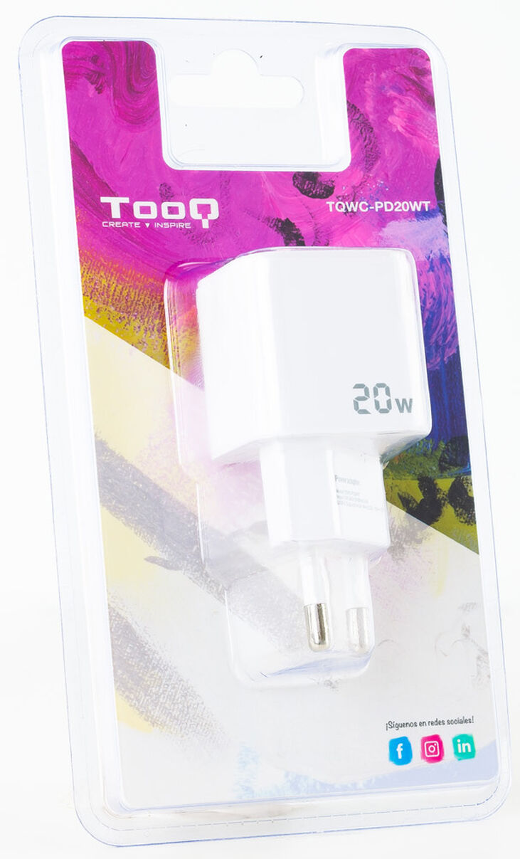 Cargador Tooq USB-C PD 20W Blanco image number 2