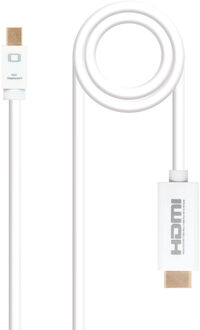 Nanocable Cable conversor Mini DP a HDMI, Mini DP/M - HDMI/M, Blanco, 5.0 M