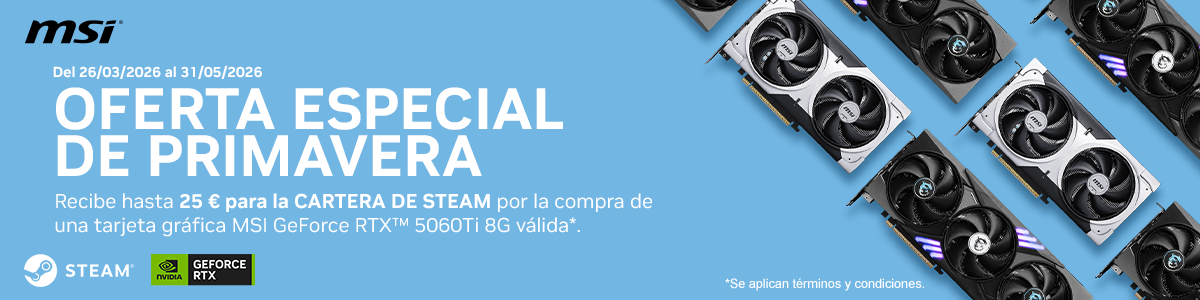 MSI - Oferta Steam Code con la compra de una MSI GeForce RTX™ 5060 Ti de 8 GB